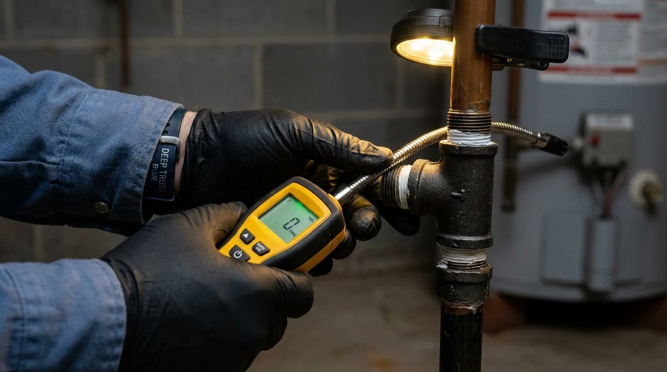 Gas leak detection with electronic sniffer by Johns Plumbing LLC in Bunnell