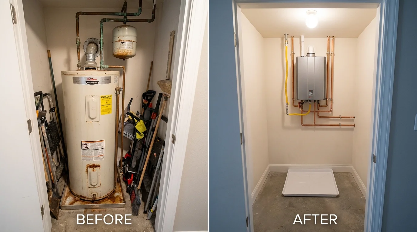 Tank water heater versus wall-mounted tankless unit comparison for Bunnell, FL homeowners